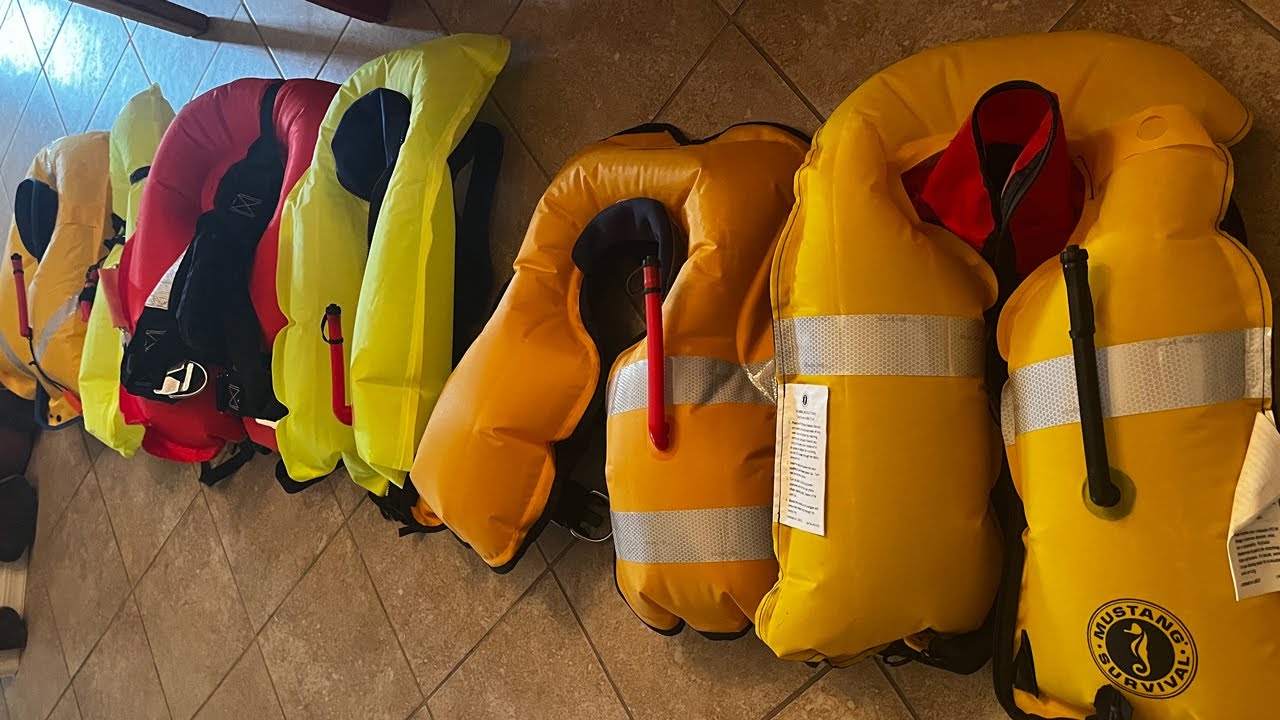 An annual inspection of inflatable life jackets