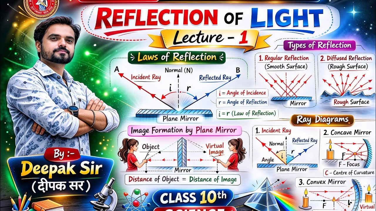 Lec.-1 @ Reflection of Light | प्रकाश का परावर्तन | Class 10 Physics Full Chapter |@ By Deepak Sir#