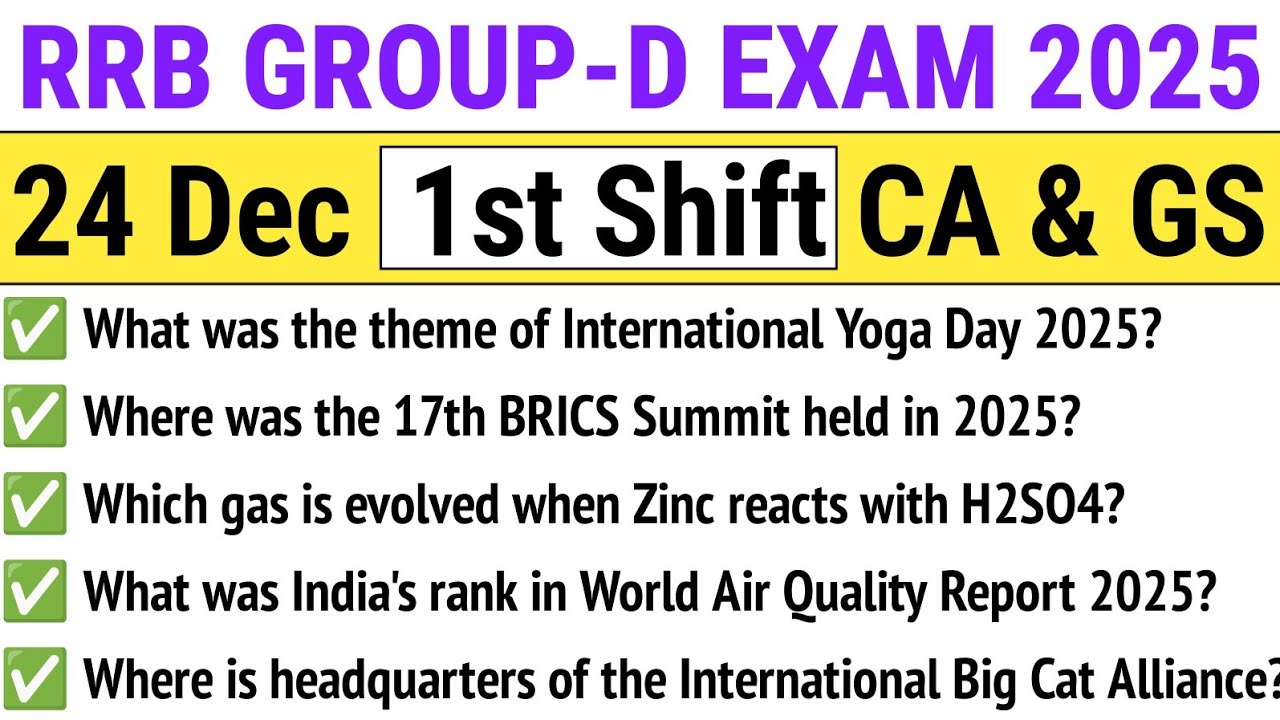 RRB Group D 1st Shift 24 December 2025 Paper Analysis | RRB Group D Exam 2025 Today Analysis CA & GS
