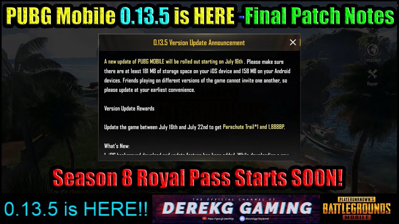 PUBG Mobile 0.13.5 Global Update RELEASED!!! - Final Patch Notes Explained + Season 8 Coming Soon