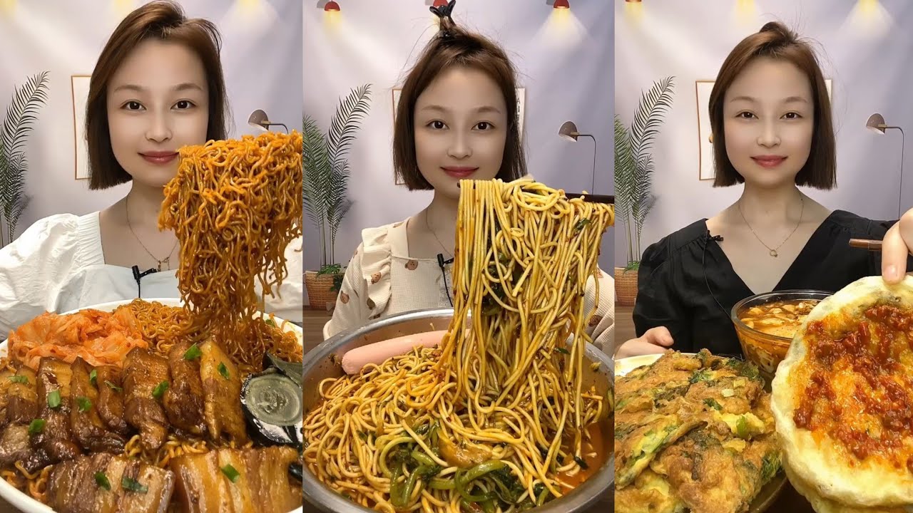 Mukbang Challenge Eating Spicy🔥🥵 Noodles 🍜 Fire noodles🍜🍛Chinese food #yummy#pork #foodie #cooking 