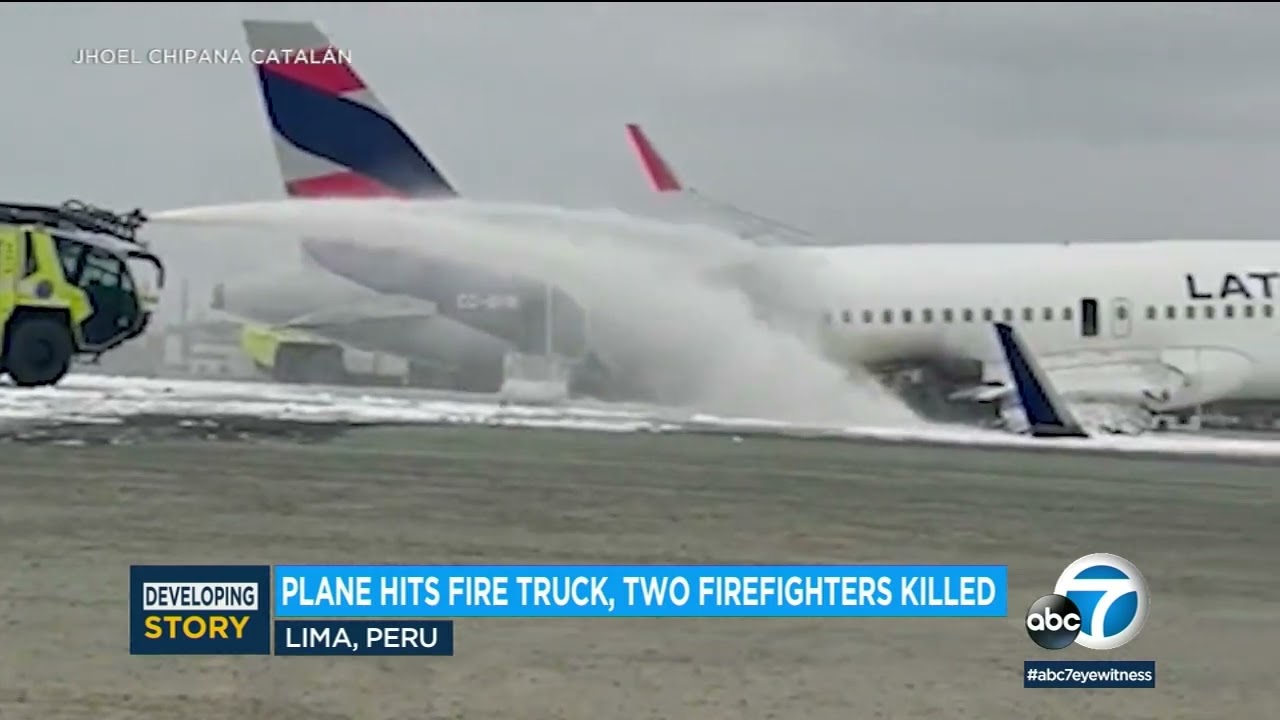 Plane hits fire truck in Peru, killing 2 firefighters