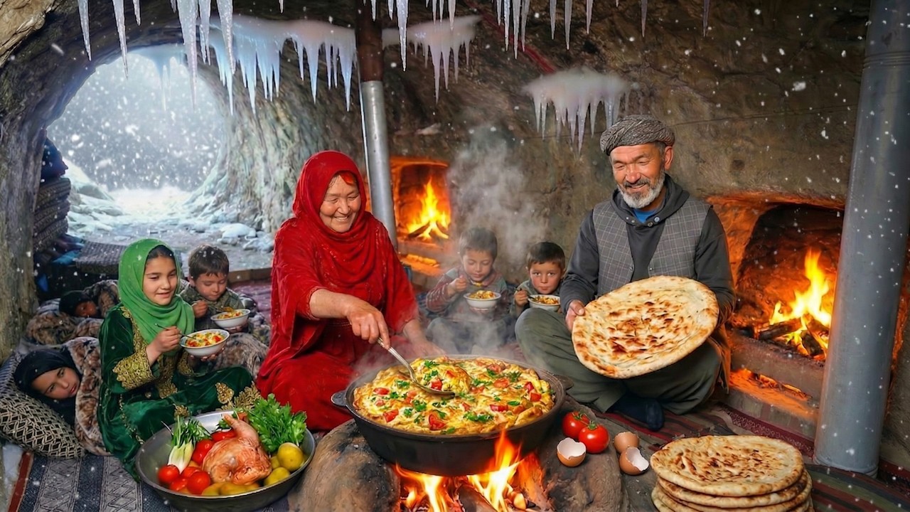 Cold Winter Day in a Snowy Cave | Family Cooking & Surviving Deep in the Mountains of Afghanistan