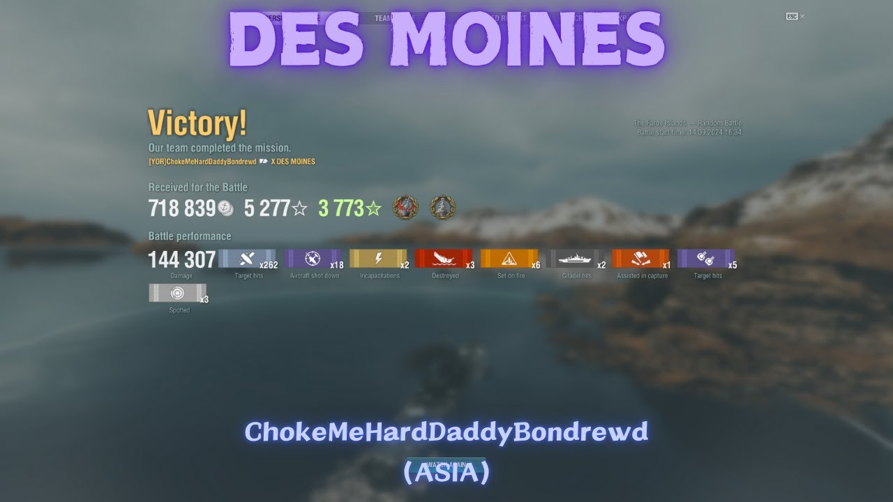 {Replay | 13.8}Tier 10 CA USS Des Moines by ChokeMeHardDaddyBondrewd(ASIA) - 144k damage & 3k bxp