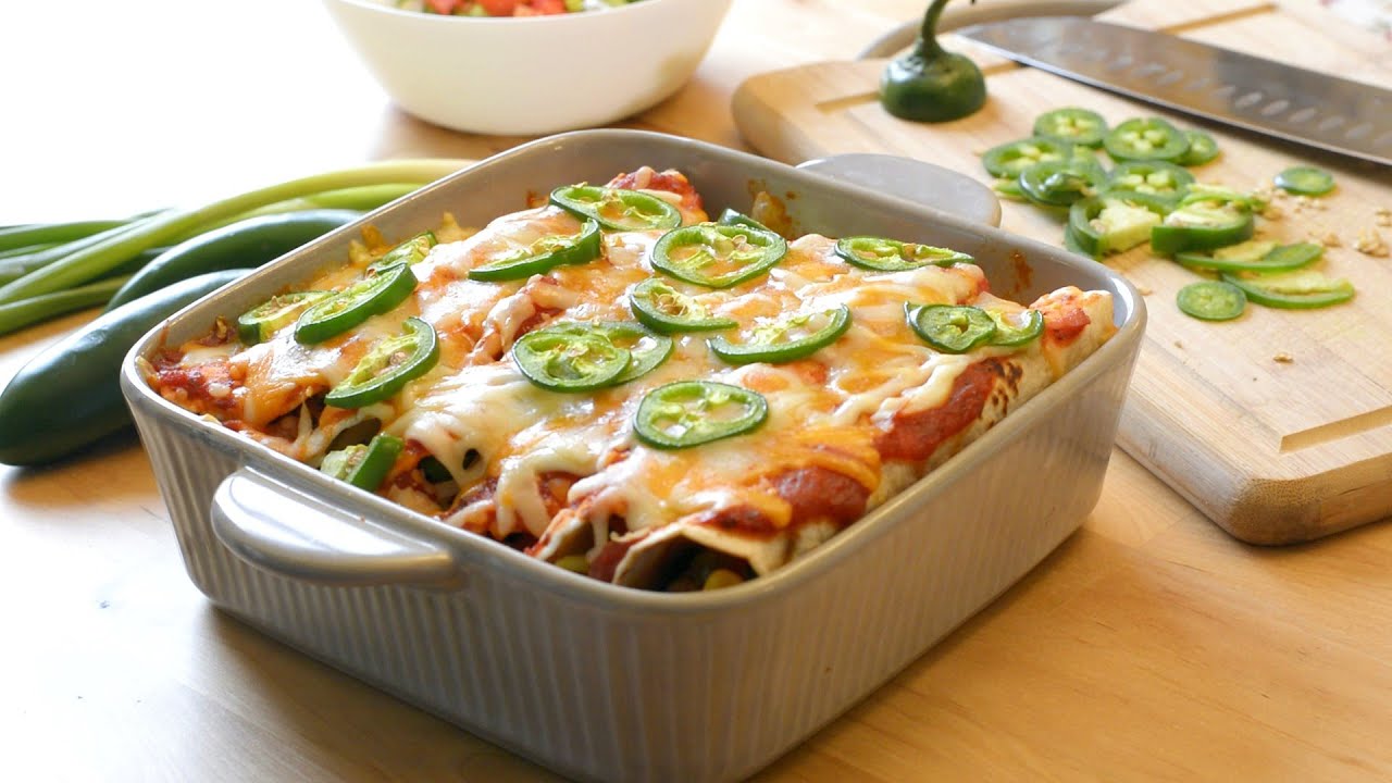 Healthy Beans & Veggie Enchiladas | Easy Dinner Party/Potluck Dish | Best Veg Fusion Mexican Recipe