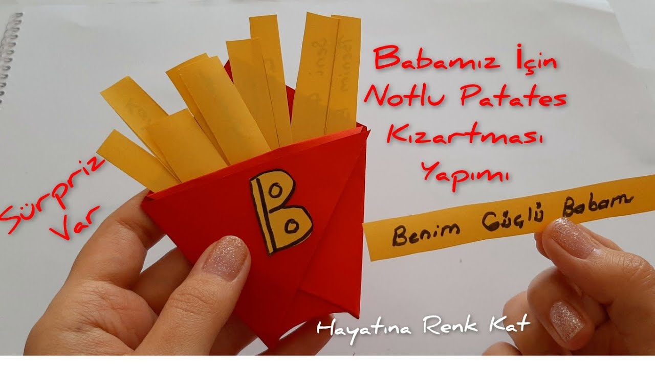 Babalar Günü Kağıttan Notlu Patates Kızartması Yapımı 🍟Sürprizli Çok Kolay ve Eğlenceli 🍟🎈❤