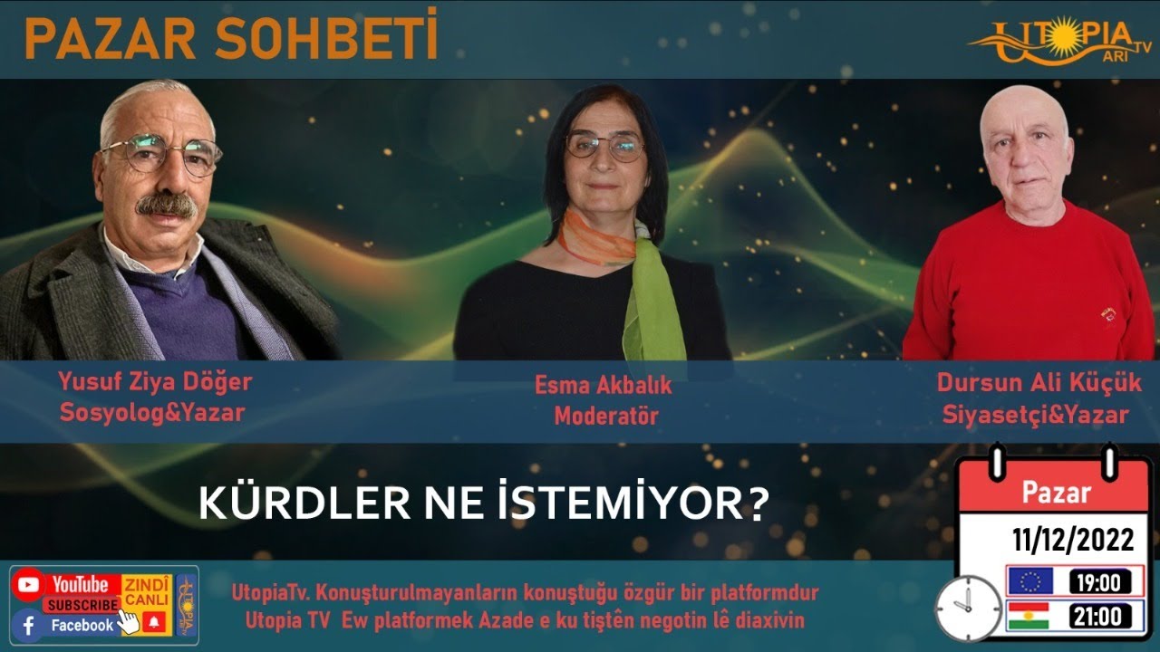 K&Uuml;RDLER NE İSTEMİYOR? Esma Akbalık, Yusuf Ziya D&ouml;ğer-Sosyolog&Yazar, D. Ali K&uuml;&ccedil;&uuml;k-Siyaset&ccedil;i&Yazar