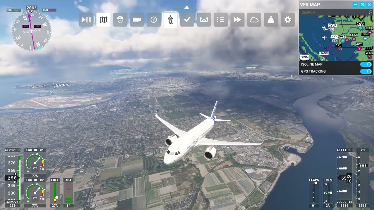 MSFS 2020 A320 from Vancouver to Seattle (IFR Practice 9070XT)