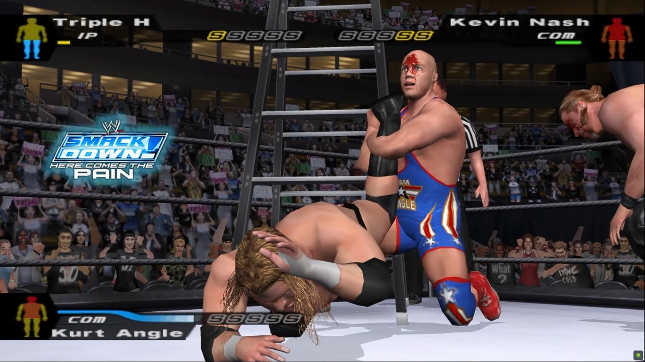 Triple H vs Kurt Angle vs Kevin Nash | WWE Smackdown Here Comes The Pain