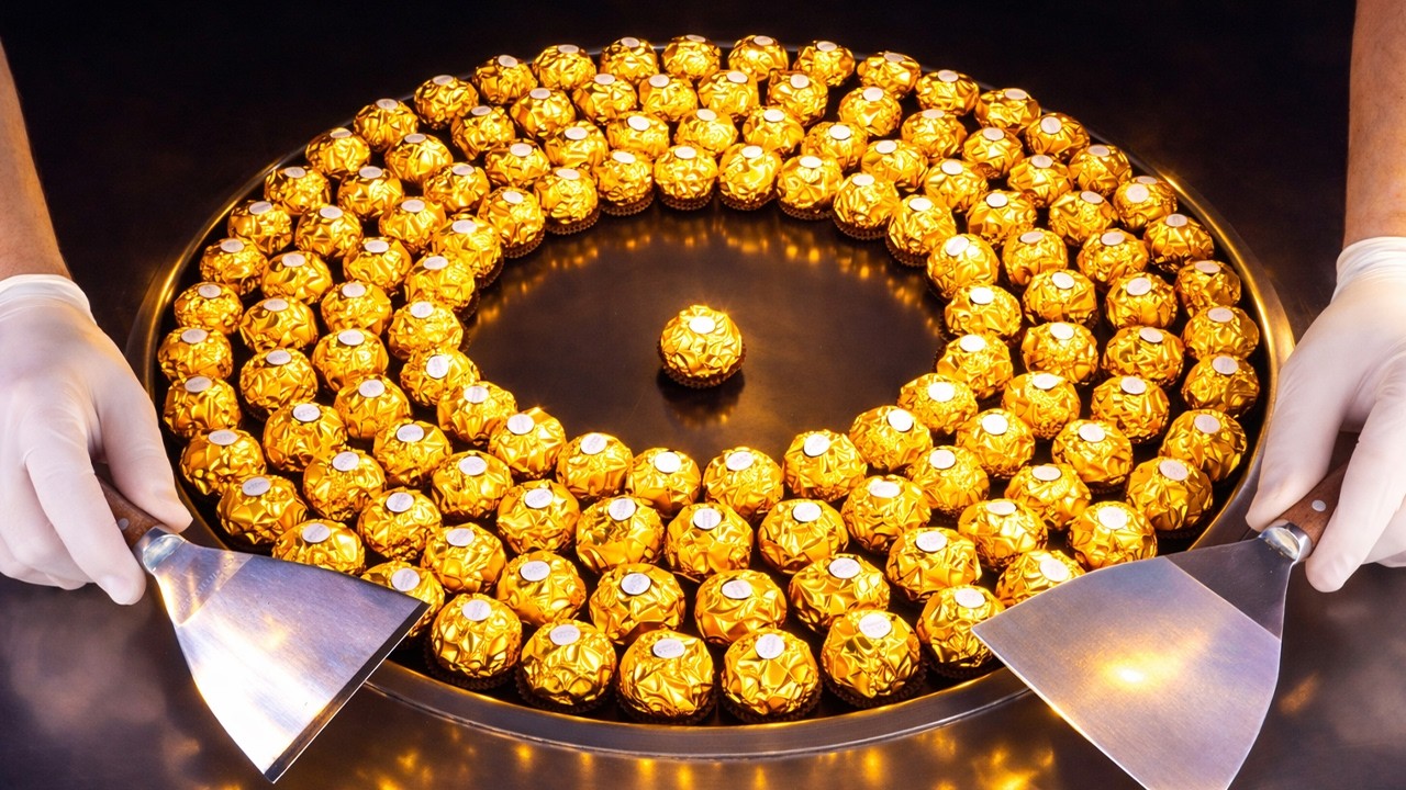 ASMR - massive Ferrero Rocher Ice Cream Rolls | oddly satisfying tingles - rough fast intense Sounds