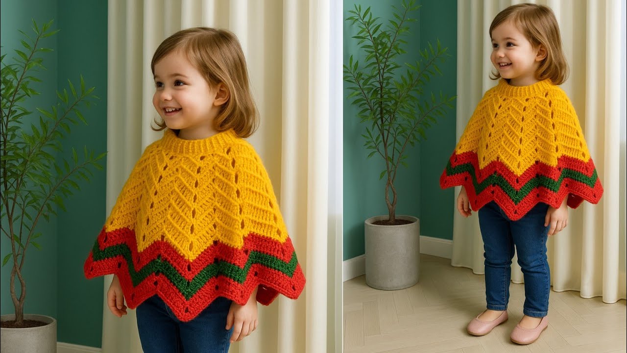 How to make a crochet beautiful ponchu /Any Size....