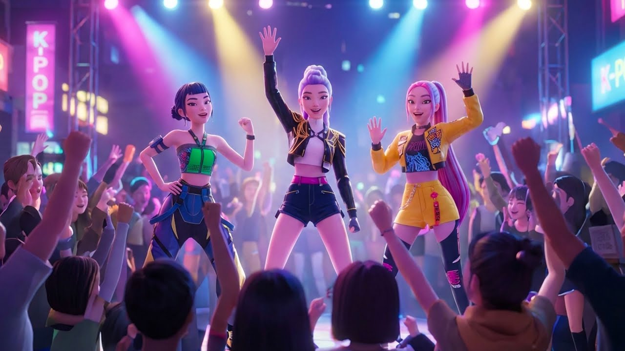 KPop Demon Hunters | New Realm Rainy Night Walk | Relaxing Ambient Music & Rain Sounds (4K)