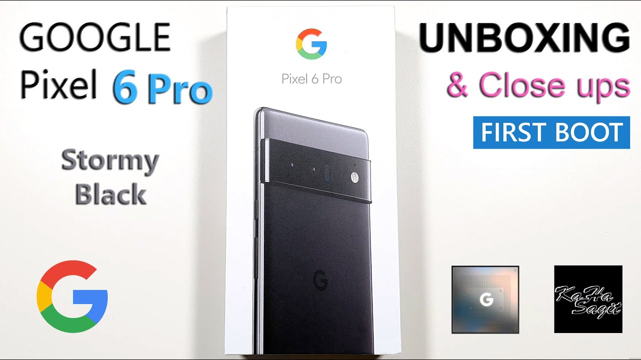 Google Pixel 6 Pro Stormy Black - Unboxing with Close ups & First Boot