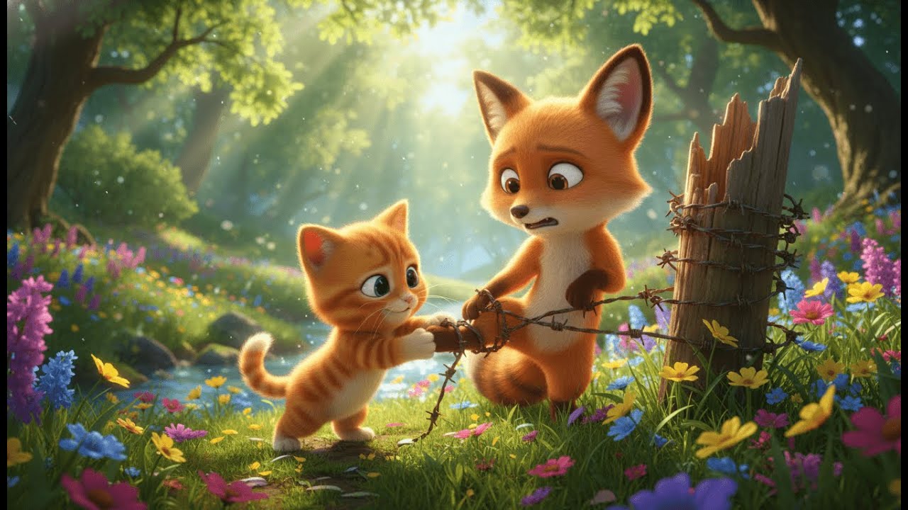 Sunny the Cat Saves an Injured Fox—One Slip Away from the Coyotes | Animated Tale