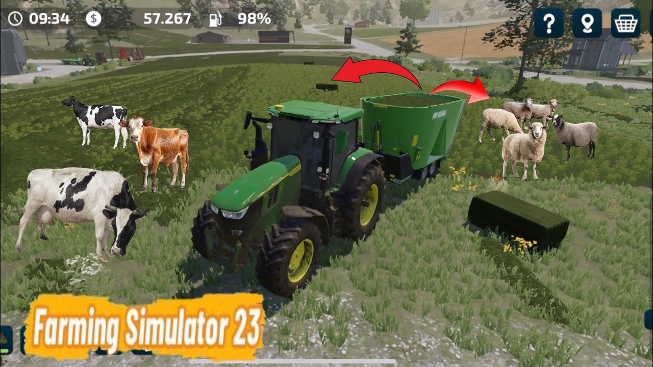 Fs23 How to feed sheep and cows / tractor games Farming simulator 23
