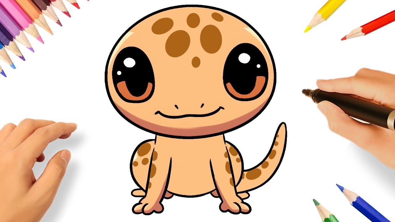 HOW TO DRAW A CUTE LIZARD KAWAII 🦎