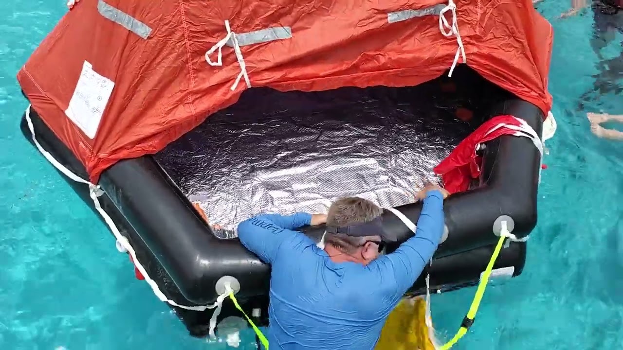Entering a life raft