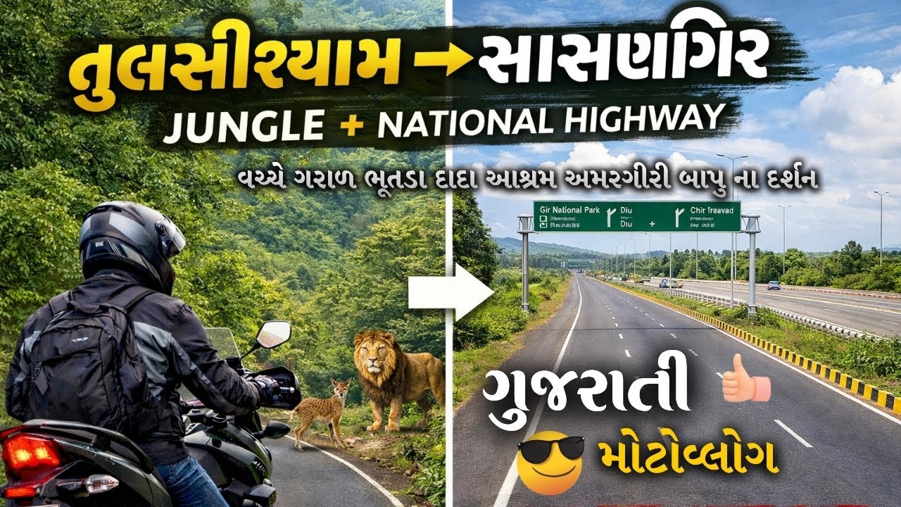 Tulsishyam to Sasan Gir Bike Trip 🏍️ | Jungle Ride & Nature | Gujarati Motovlog |