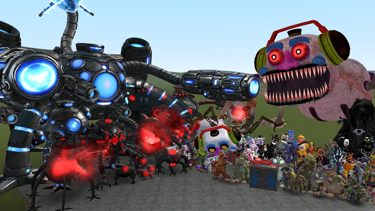 ALL OMNIDROID 1-17 ROBOTS VS ALL FNAF 1-11 SECRET OF THE MIMIC ANIMATRONICS In Garry's Mod!