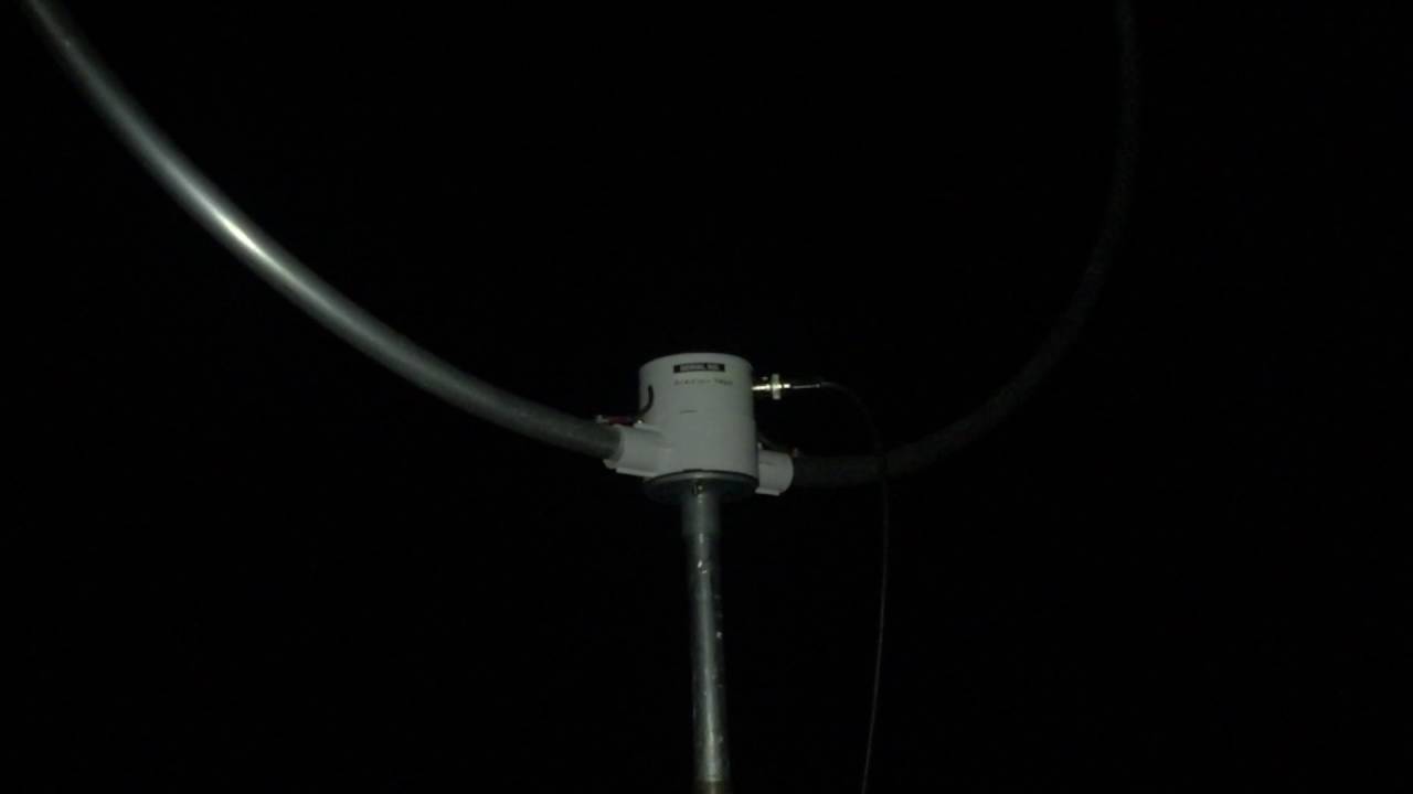 Wellbrook ALA1530 active loop antenna set up in the woods for a DX'pedition