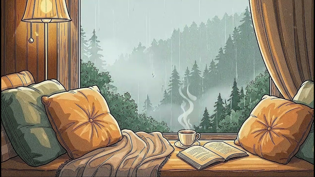 Ghibli Rain Ambiance 🌧️ 10 Hours Cozy Anime Room • Soft Piano & Rain Sounds • Study • Sleep • Lofi