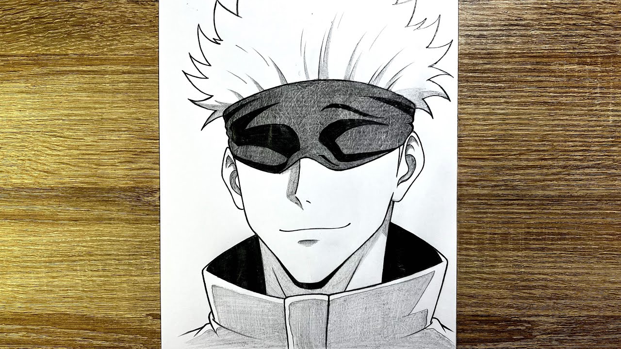 Tuto dessin facile | Comment dessiner Gojo Satoru de Jujutsu Kaisen | Dessin anime étape par étape