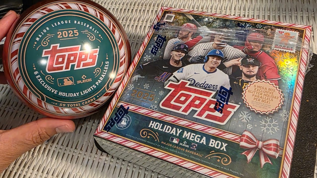 Набор Topps Holiday Baseball Factory Sealed Mega Box 2025 года в заводской упаковке (распаковка)