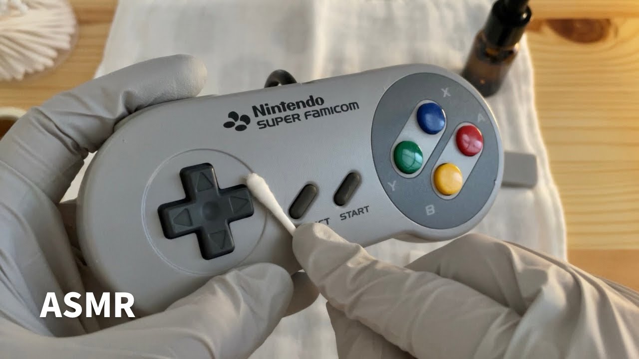 【ASMR｜音フェチ】スーパーファミコンコントローラーを掃除する音。Super Nintendo Entertainment System Controller Cleaning