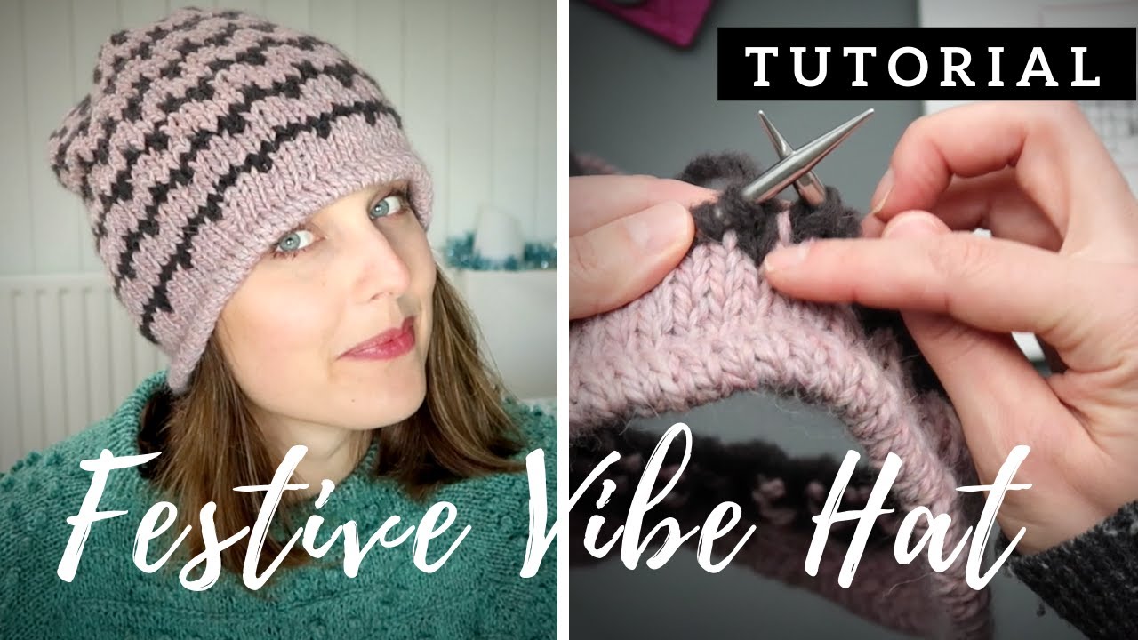 Tutorial knitting pattern - Festive Vibe Hat colour work chunky yarn