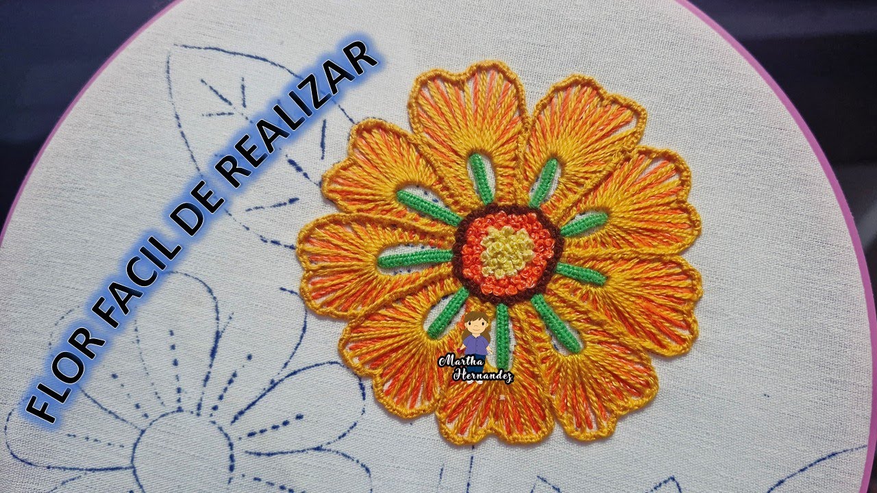 Bordado Fantasía Flor Zatilla Hand Embroidery