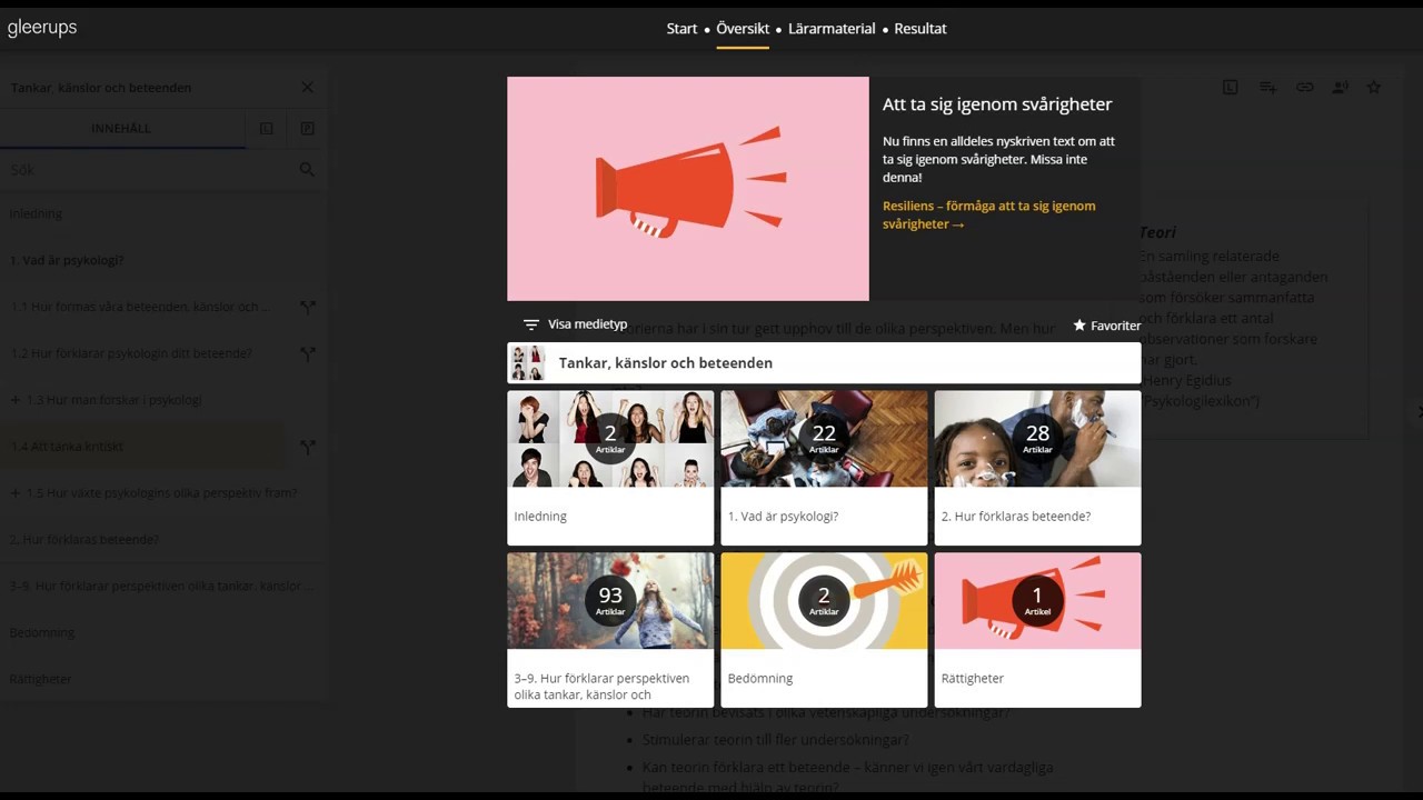 Tankar, k&auml;nslor och beteenden, Psykologi 1 digitalt l&auml;romedel