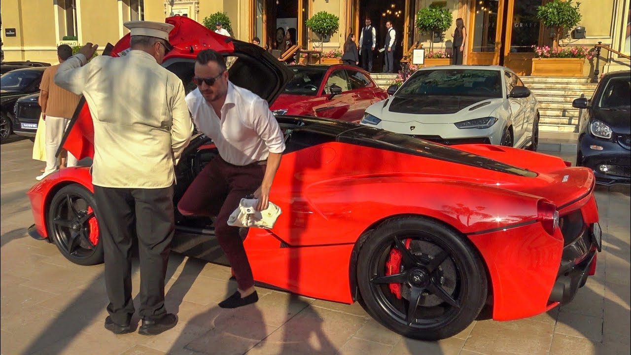 Swiss Billionaire arriving with his FERRARI LAFERRARI at Casino de Monaco!!