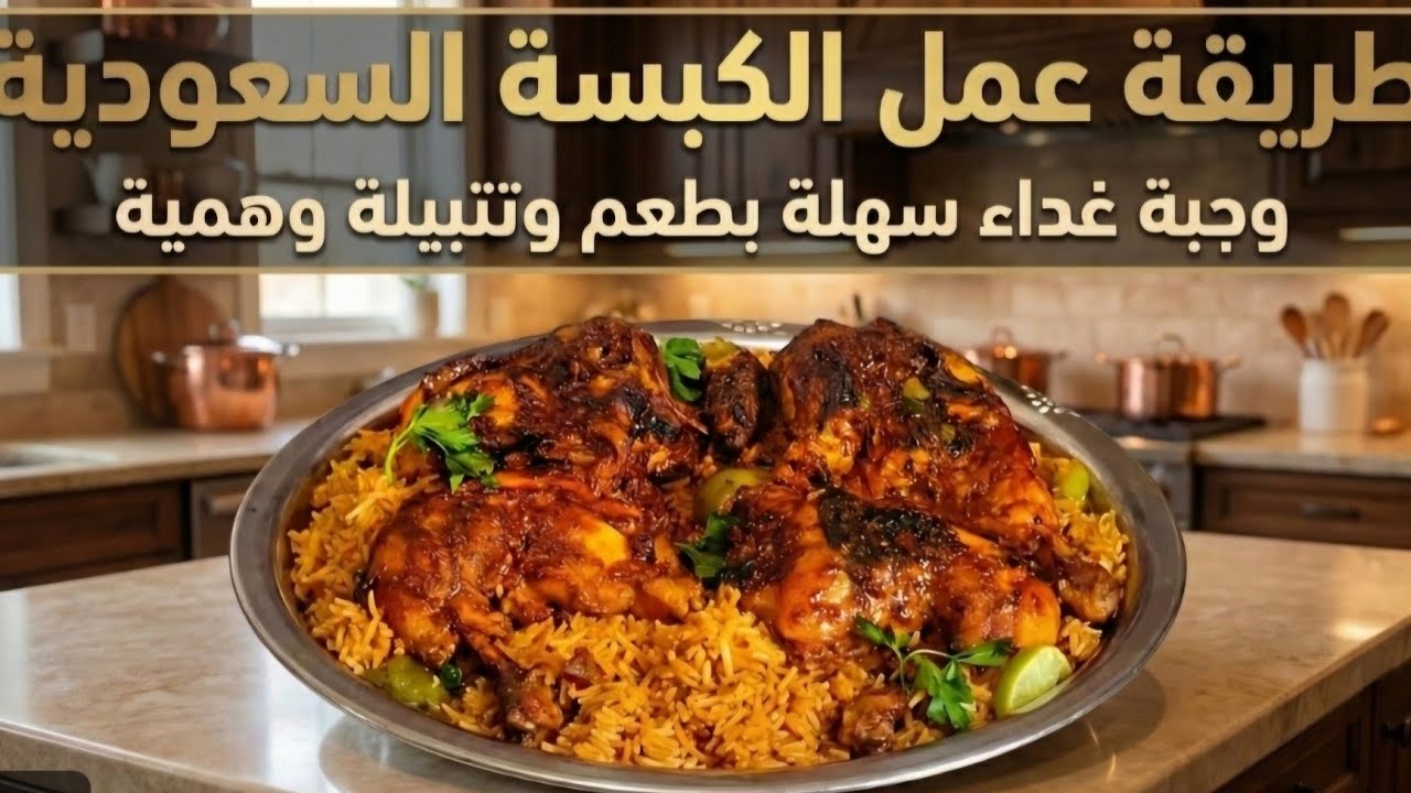 الكبسة السعودية الحمراء بالدجاج المحمر ع اصولها.. بطريقة سهلة وسريعة والطعم ولاغلطة 😋👌🏻