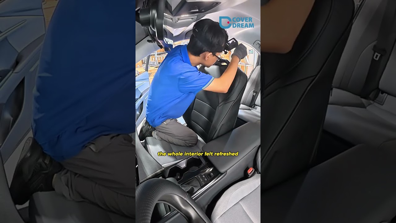 CoverDream Custom Black Seat Cover for Toyota Prius 2016-2024 installation
