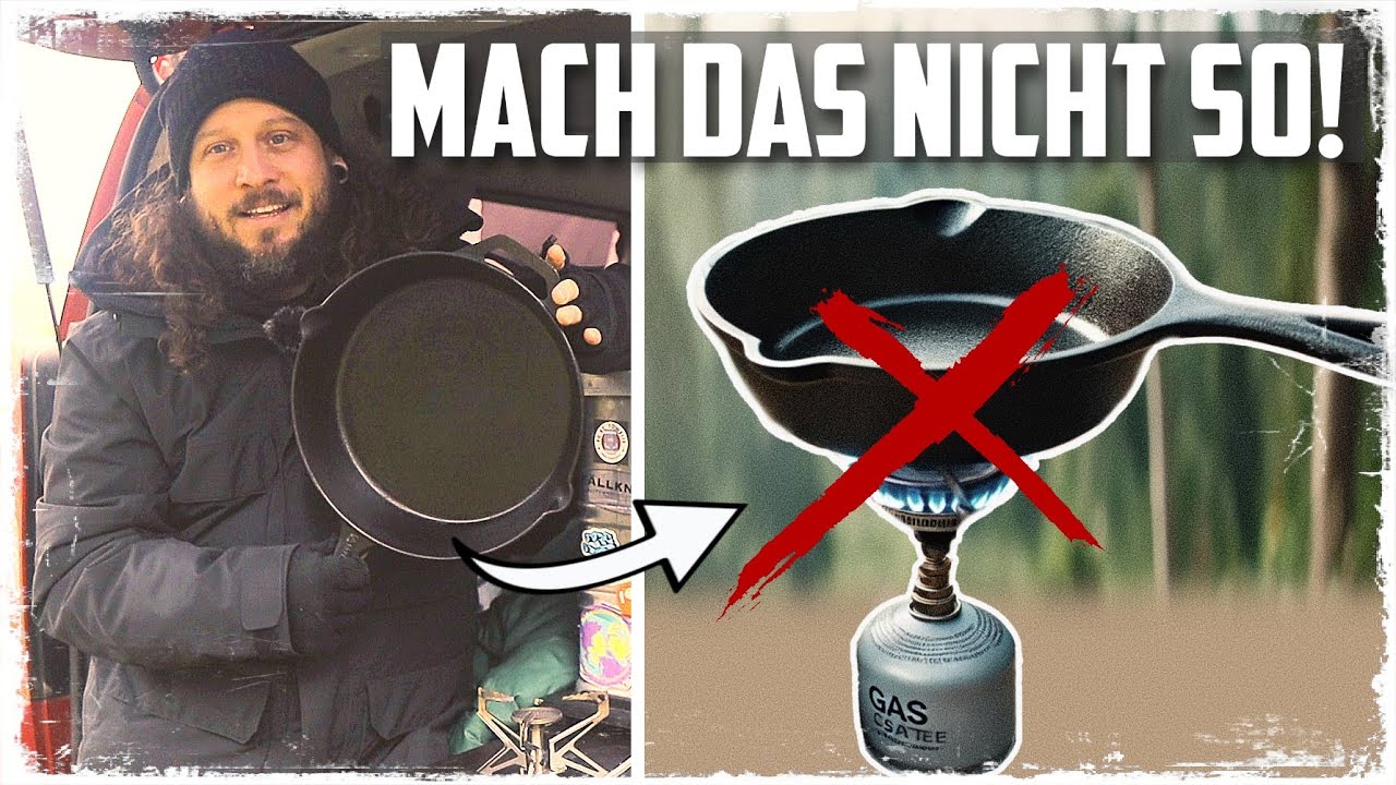 So nutzt DU schwere Gußeisen-PFANNEN auf einem GASKOCHER 👨‍🍳🔥 Lifehack für CarCamping & Camping