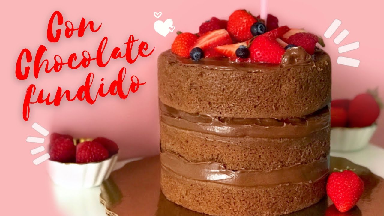 🎂 NUDE CAKE de chocolate y frutos rojos 🍓🫐| PASTEL de CHOCOLATE fundido y FRUTOS ROJOS |Nakedcake
