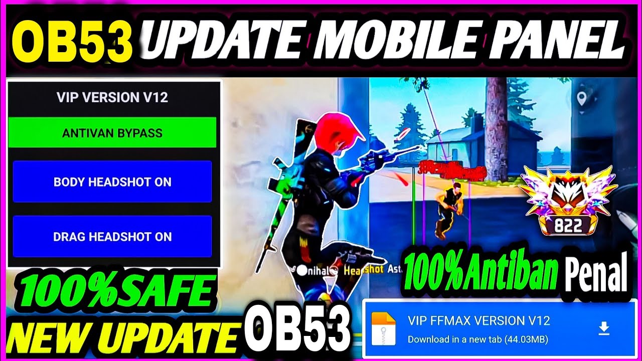😱 Free Fire OB53 Antiban Headshot Panel 🔥 | Mod Menu + Injector OB53 100% Safe ✅ | #freefire #ob53