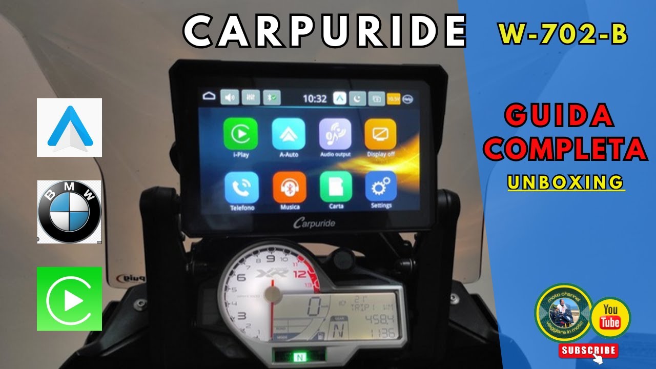Carpuride W702B, con BASE per moto BMW.  Unboxing, installazione e prova su strada, GUIDA COMPLETA.