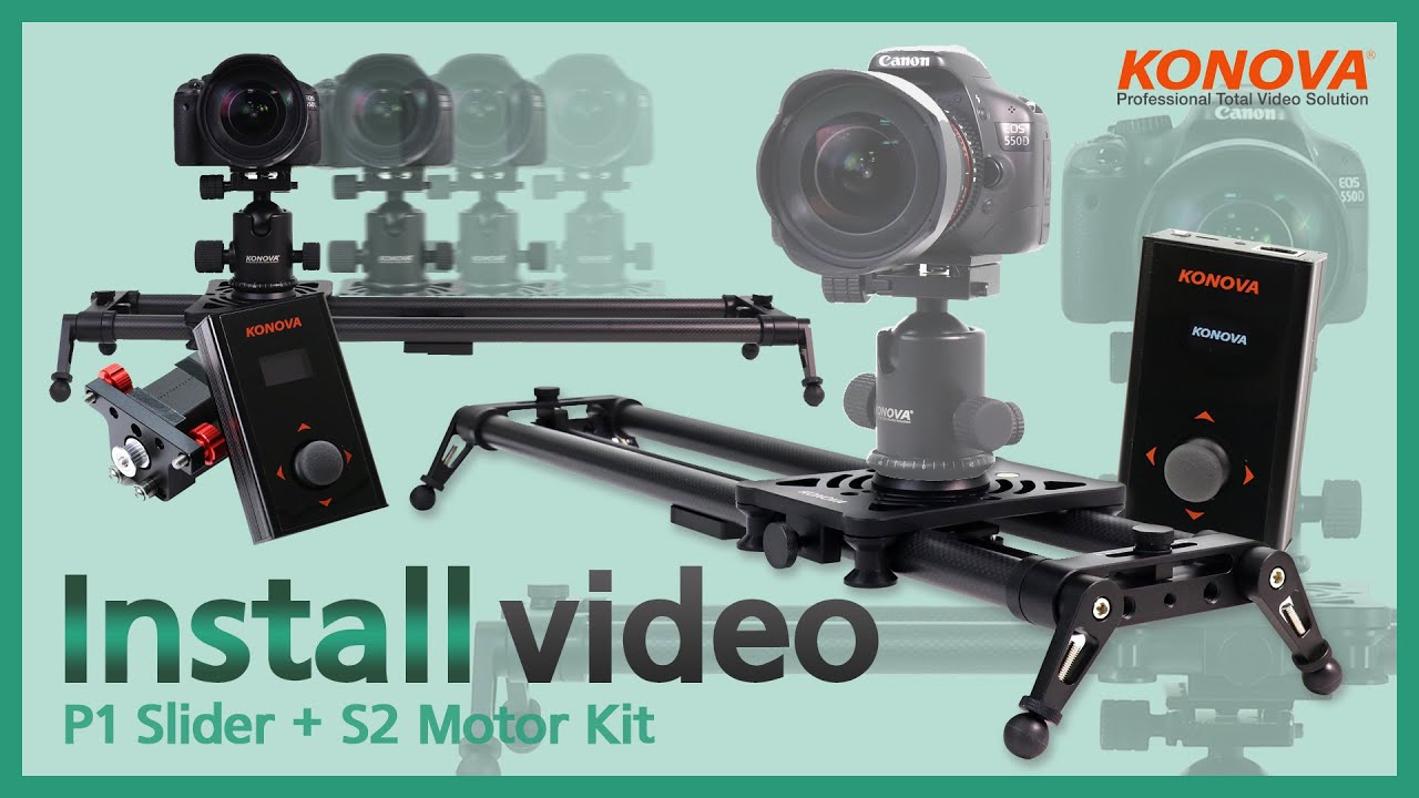 Install Video Konova P1 + KMS S2 Carbon Camera Slider Motorized Motion Control System