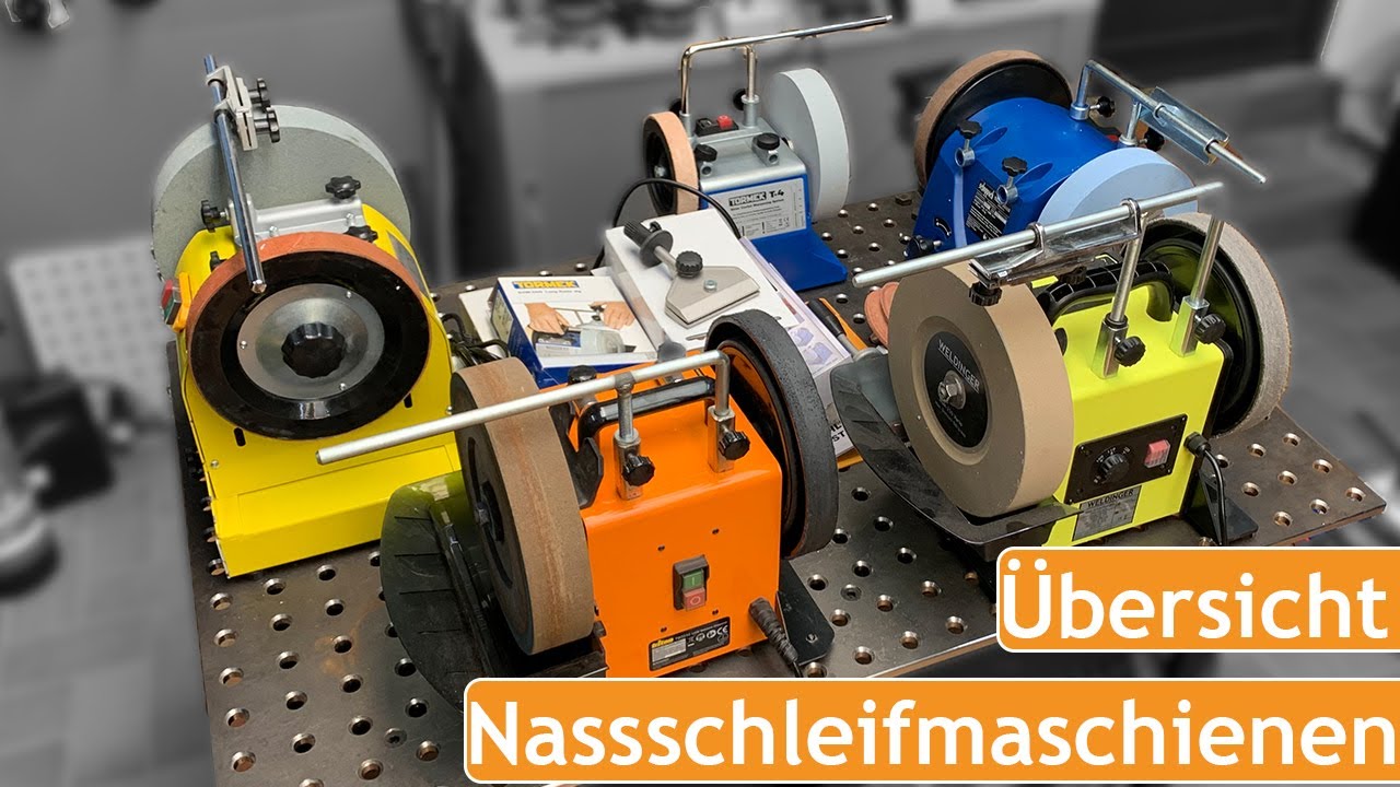 Nassschleifmaschinen Vergleich | WELDINGER NSM 250, Scheppach TiGer 2000, Triton TWSS 10, Tormek T4