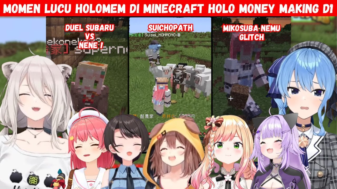Kompilasi Momen Lucu Holomem di Minecraft Holo Money Making Day 1