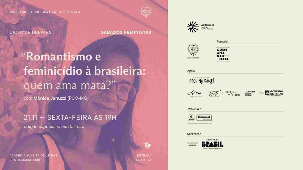 Sábados Feministas - “Romantismo e feminicídio à brasileira: quem ama mata?