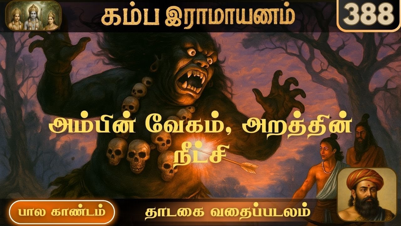 அம்பின் வேகம், அறத்தின் நீட்சி | Song 388 | தாடகை வதைப்படலம் | பால காண்டம் | Kamba Ramayanam