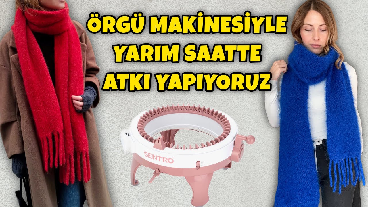 ÖRGÜ MAKİNESİYLE ATKI YAPIYORUZ | ÖRGÜ MAKİNESİ NASIL KULLANILIR? | Viral Olan Berlin Scarf 🤩😎