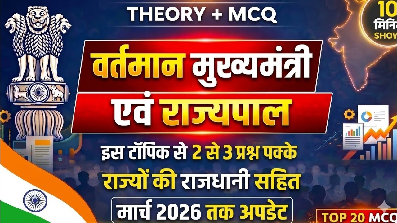 भारत के वर्तमान मुख्यमंत्री एवं राज्यपाल 2026 | राज्यों की राजधानी | Current CM & Governor Of India 