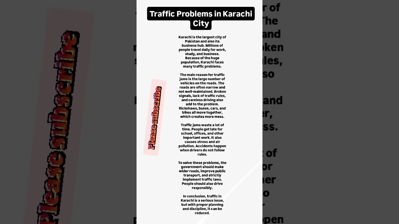 traffic problems Karachi city essay for metric students
