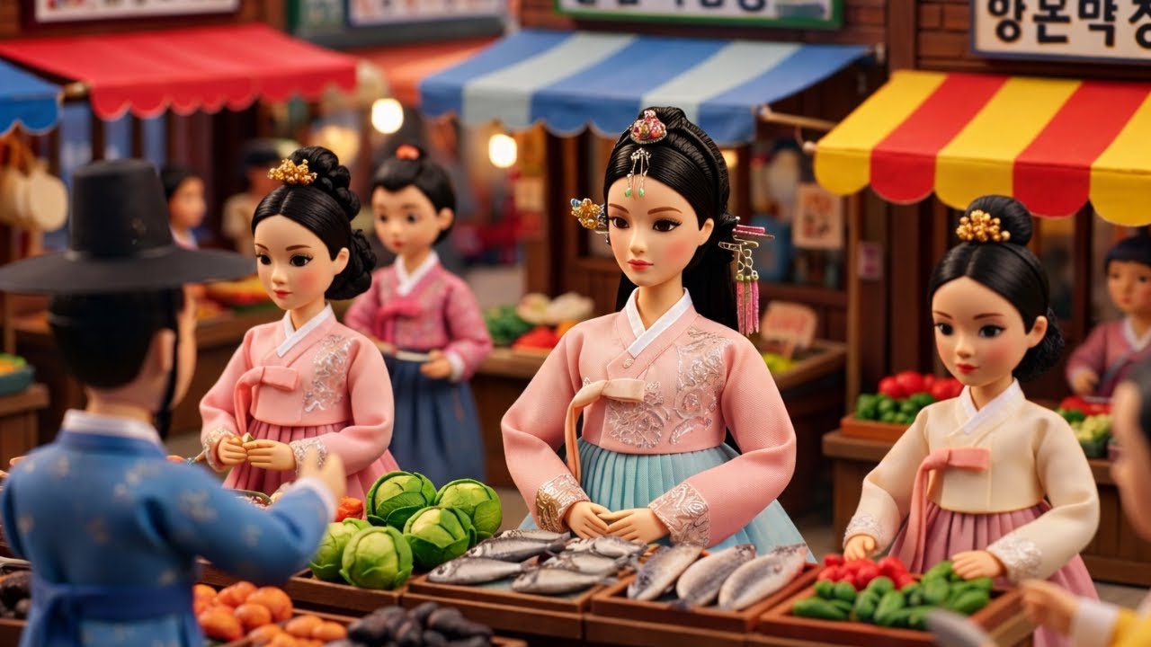 Tiny dolls making kimchi noodles 🔥꼬마 인형들이 김치 국수를 만들어요   Korean Village Tiny Kitchen Story