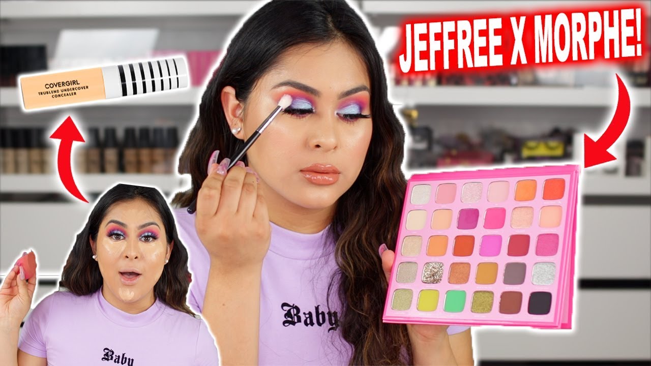TRYING TRENDY NEW MAKEUP! JEFFREE STAR X MORPHE COLLABORATION..