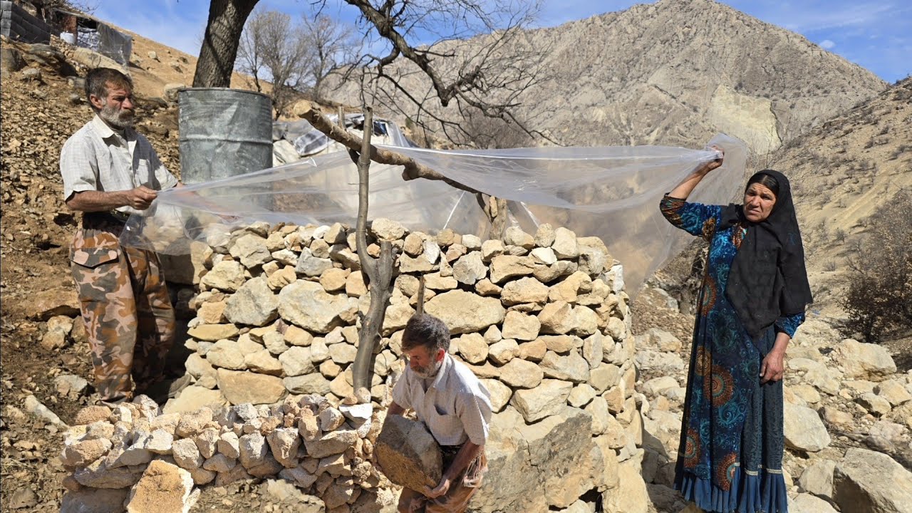 Iran nomadic life: Jahangir and Maryam's effort to build a bathroom with barrels and plastic