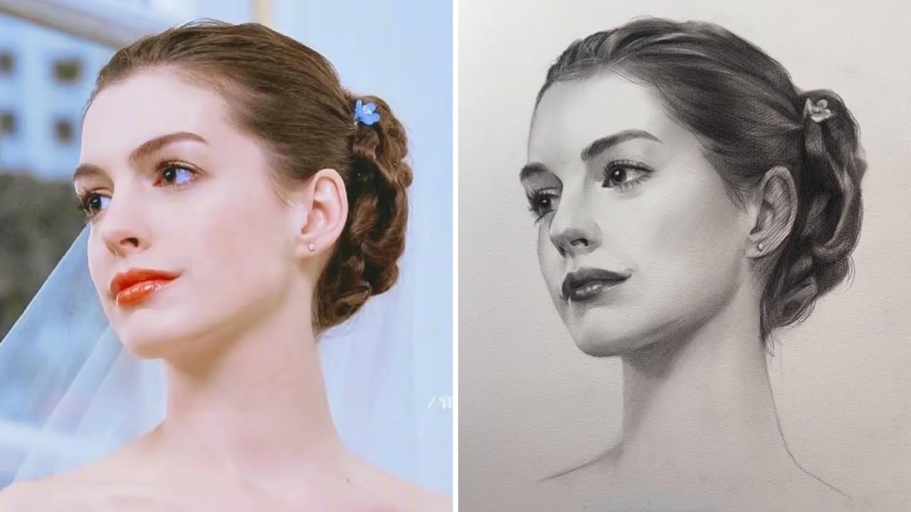 How to Draw Anne Hathaway Step by Step || Realistic Portrait Sketch